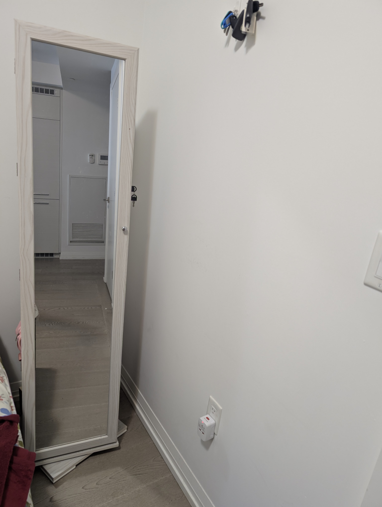 Rotatable Standing Mirror with Built-In Shelves