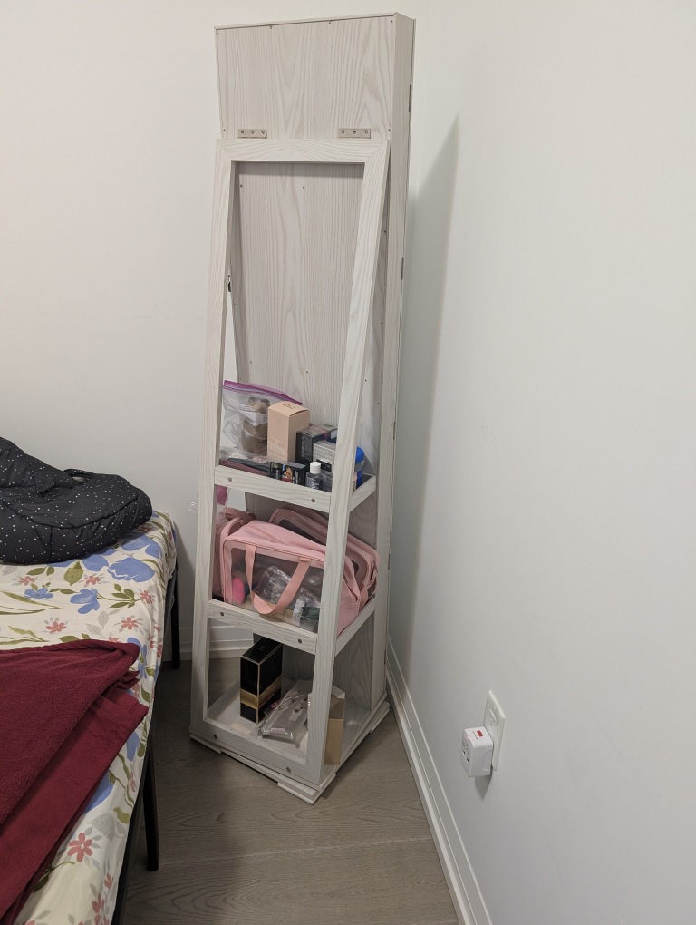 Rotatable Standing Mirror with Built-In Shelves - photo 2