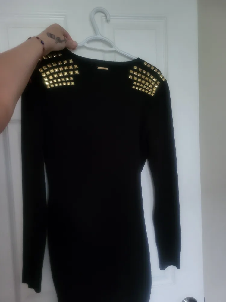 Michael Kors Black Studded Shoulder SweaterDress image indicator(2)