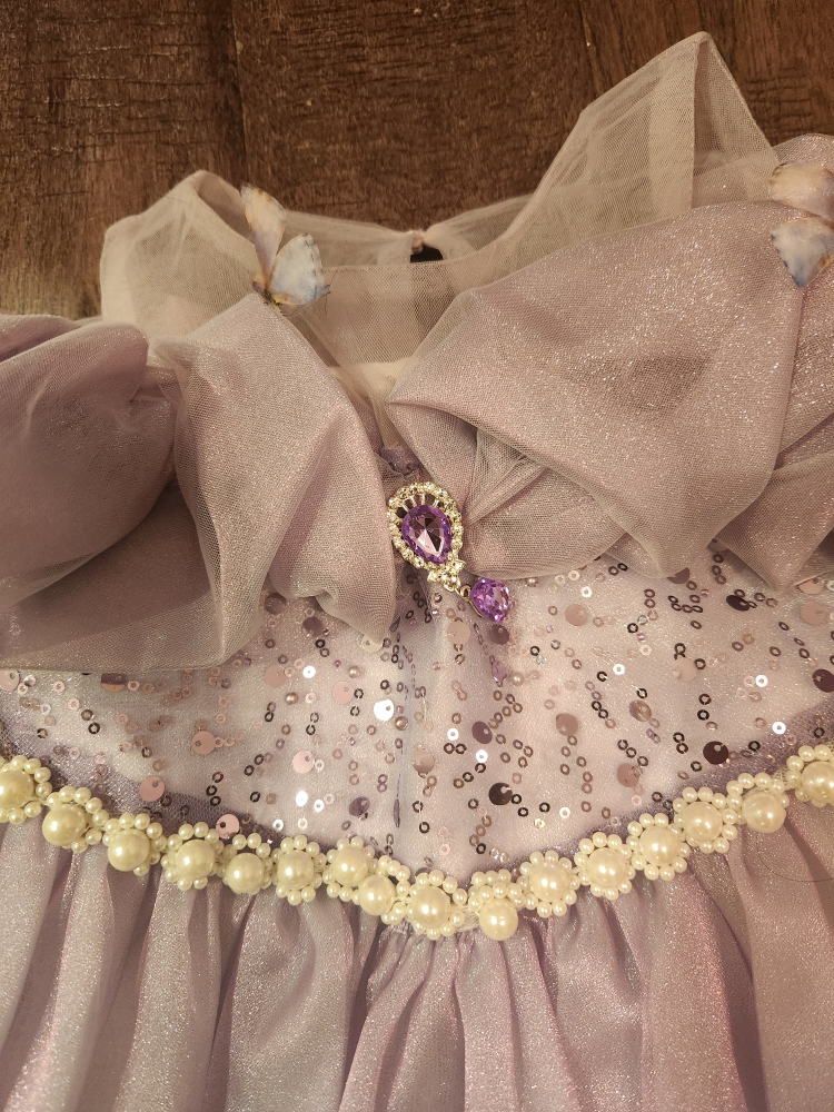 Lilac Dress with Sequins and Pearls - photo 2