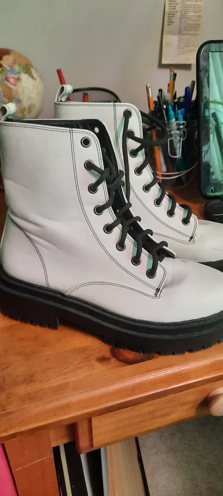 White Combat Boots 5 thumbnail
