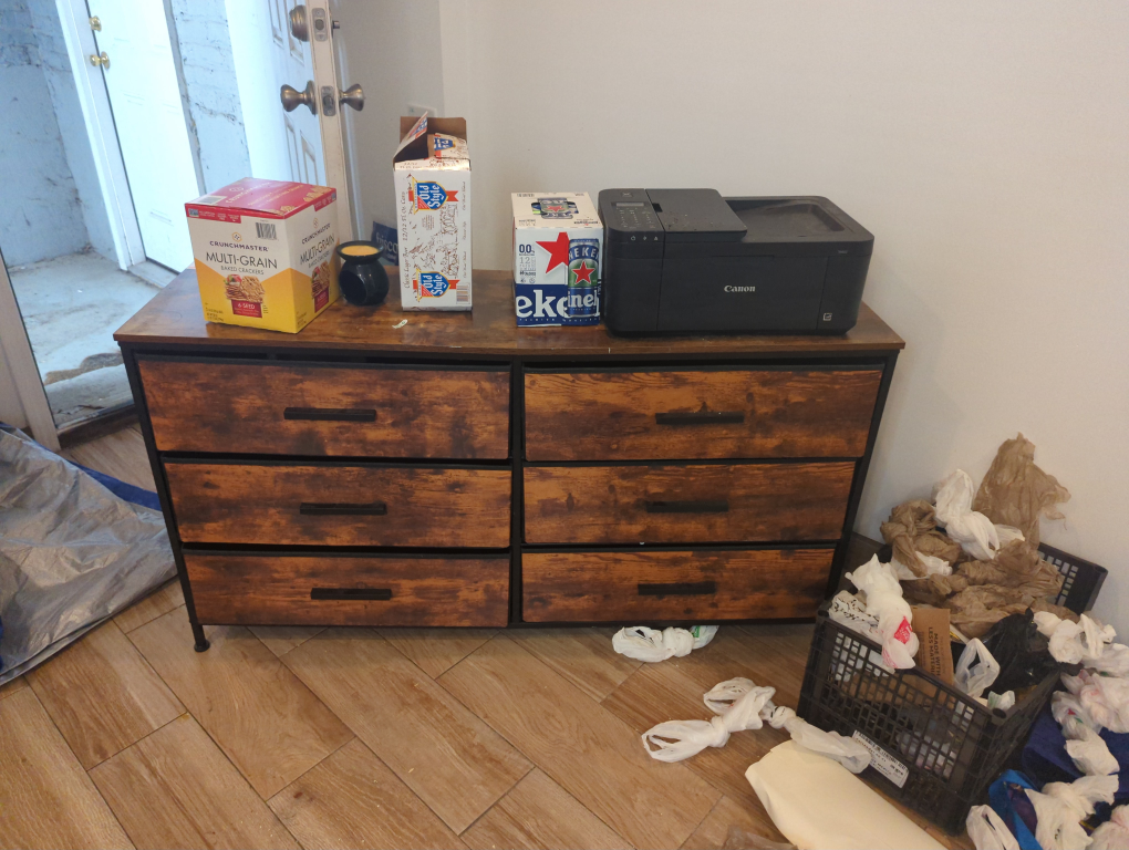 Wooden/Fabric Dresser with Metal Frame