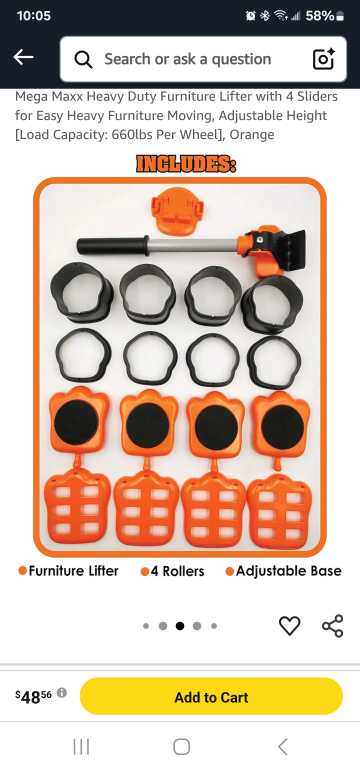 Furniture lifter kit with 4 sliders