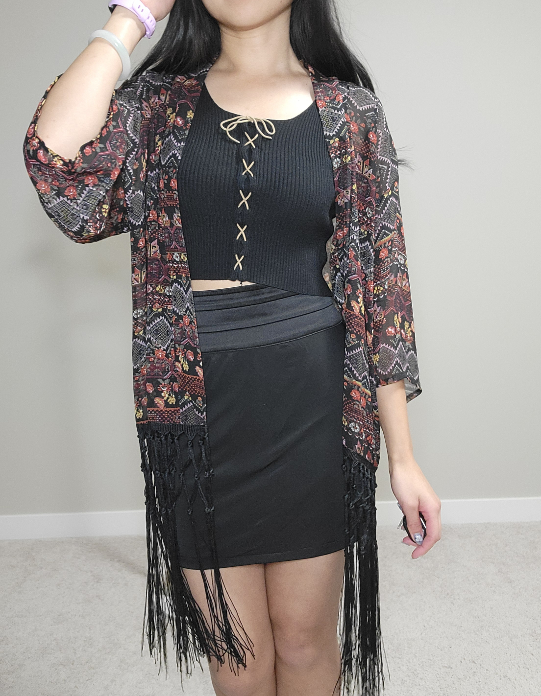 Fringed Floral Kimono cardigan - photo 2