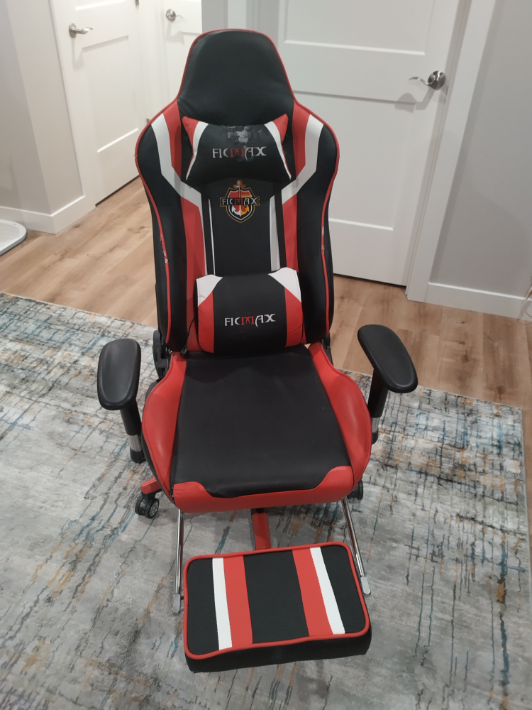 Gaming Chair with Footrest - Red and Black - photo 2