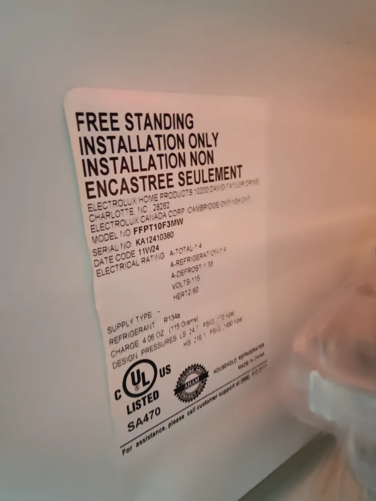 Frigidaire Fridge image indicator(2)