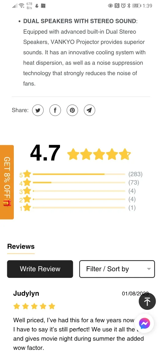 VANKYO Projector V620 with 84" Projection Screen image indicator(6)