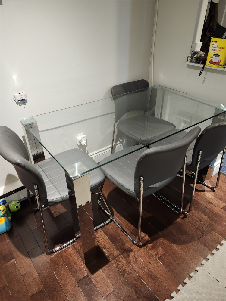 Glass Top Dining Table with Chairs