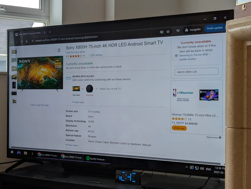 Sony Bravia 75 inch 4k LED TV thumbnail