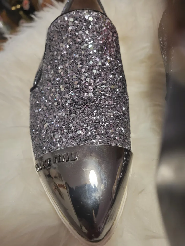 Miu Miu Glitter Slip-On Sneakers thumbnail