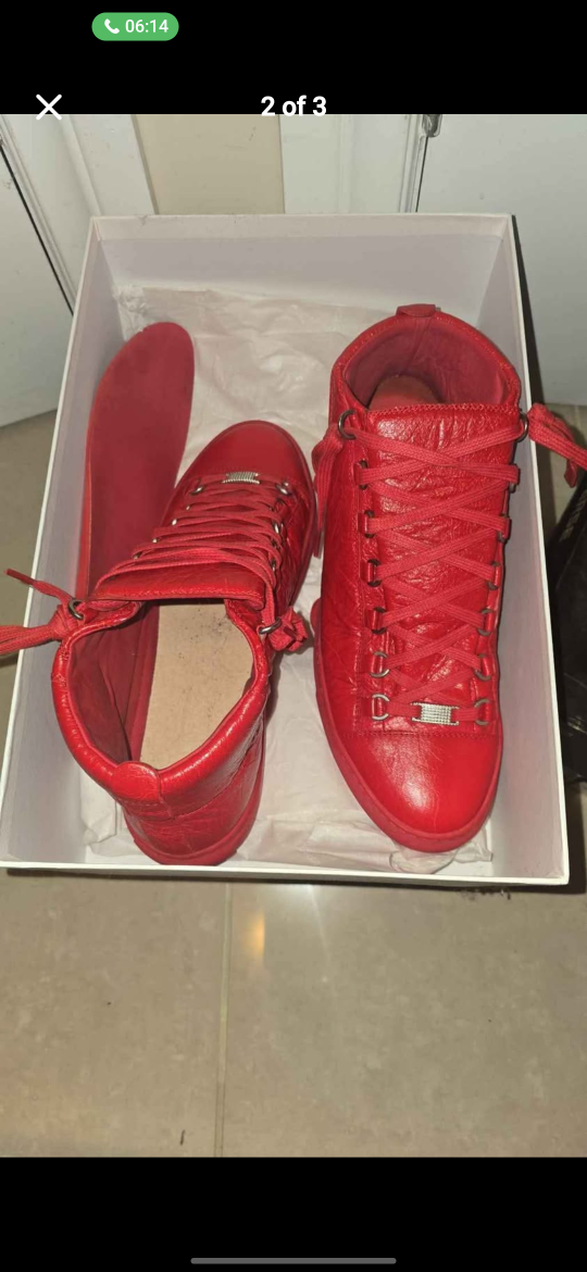 Red Leather High Top Sneakers Balenciaga - photo 2