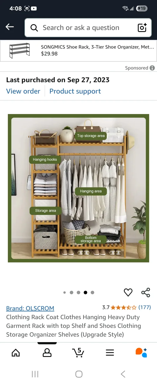 Bambo Clothing Rack Coat Rack with Storage 🥕 image indicator(7)