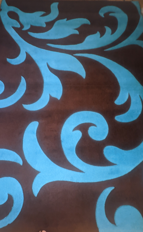 Brown and Teal Patterned Rug