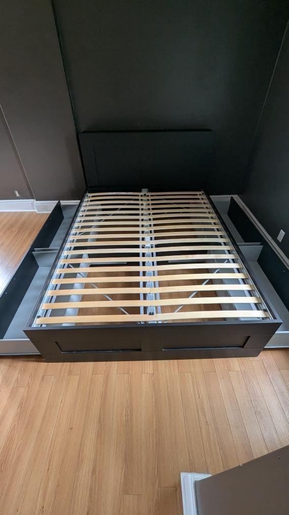 Queen size bed fram and headboard with storage - photo 4