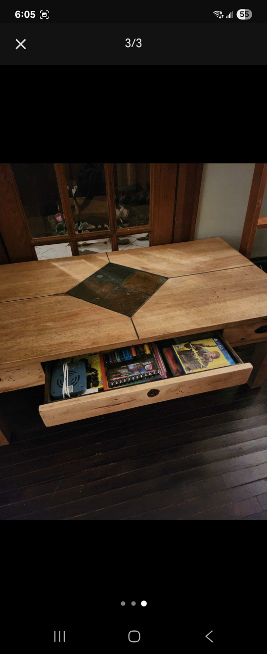 Wood Coffee Table With Drawer - photo 2
