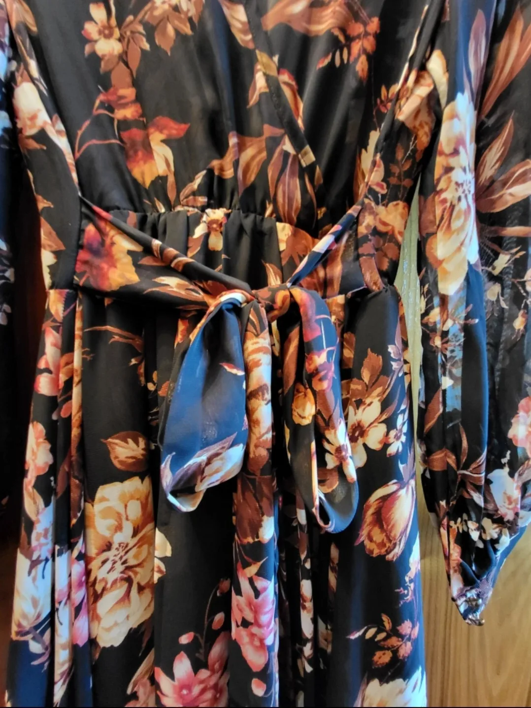 ❣️ Like New Elegant Long Maxi Dress Black Floral Print - Small image indicator(4)