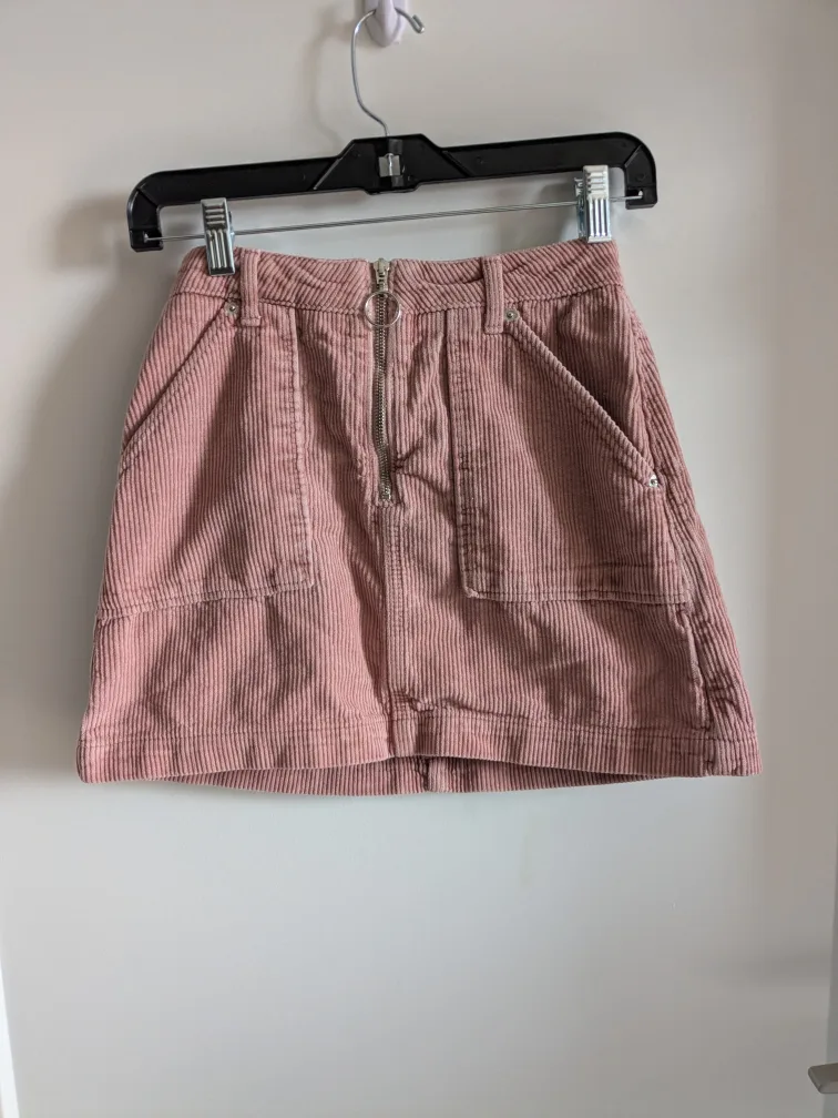 Topshop Pink Corduroy Skirt thumbnail