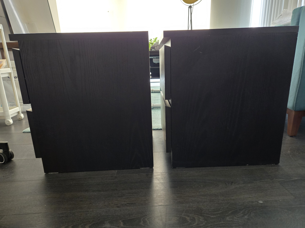 Two Dark Brown Nightstands with Drawers - photo 3