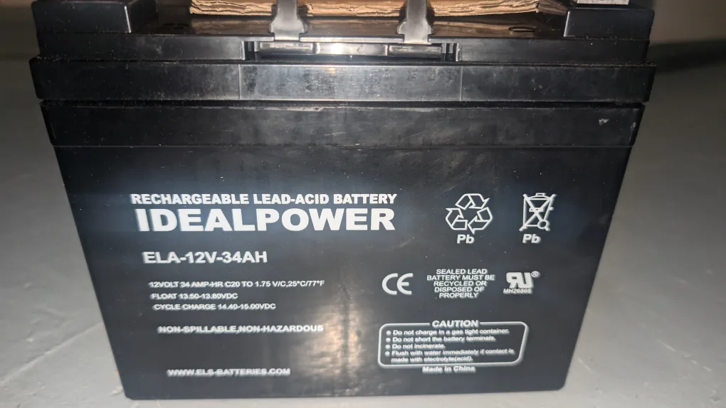 Ideal Power ELA-12V-34AH Rechargeable Battery thumbnail