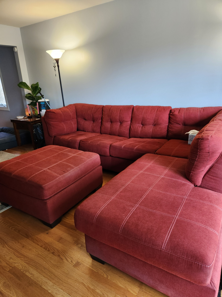 Red Sectional Sofa with Ottoman - photo 2