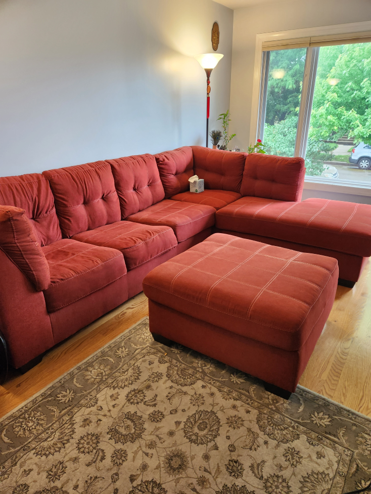 Red Sectional Sofa with Ottoman - photo 3