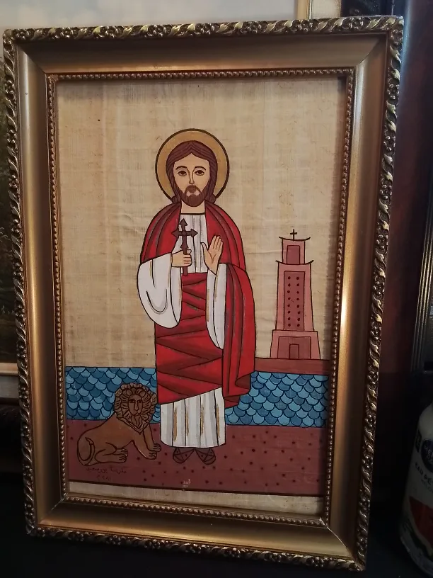 Vintage Watercolor on Paper St. Mark Signed thumbnail