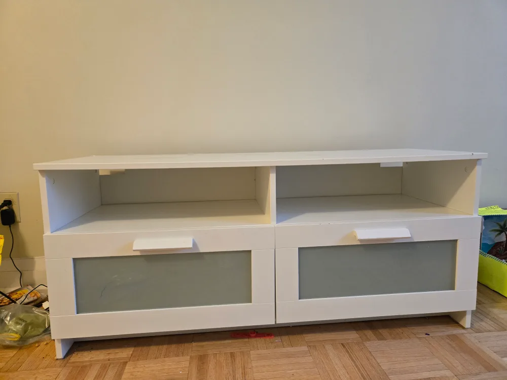 Ikea White TV Stand with Storage thumbnail