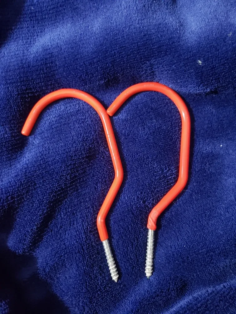 2 Red Storage Hooks for Bikes, Scooters, Tires, Hoses thumbnail