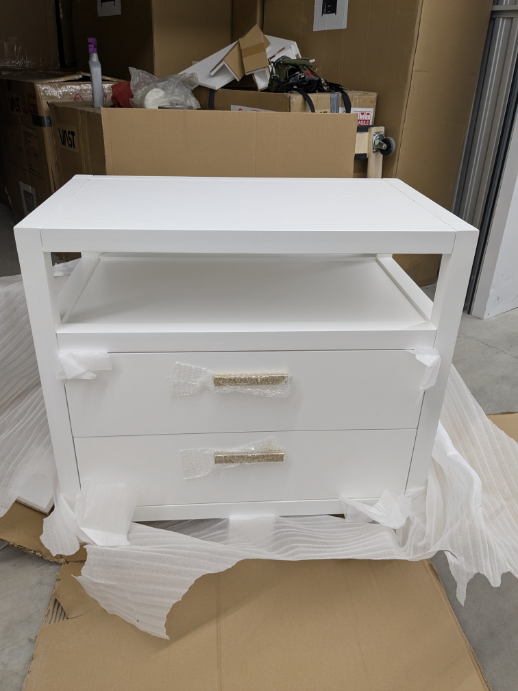 White Side Table with Two Drawers