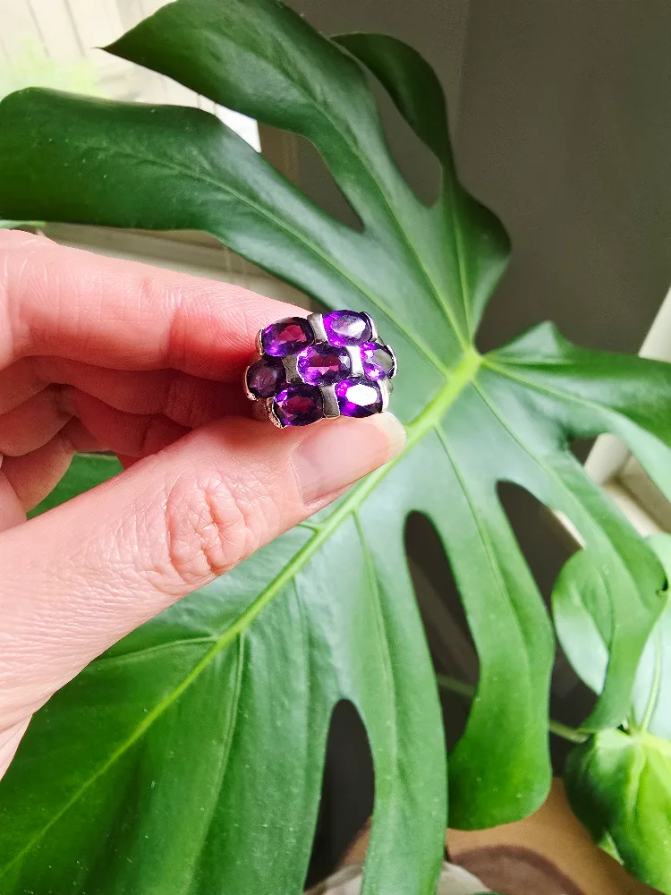New Amethyst natural 925 sterling silver ring thumbnail