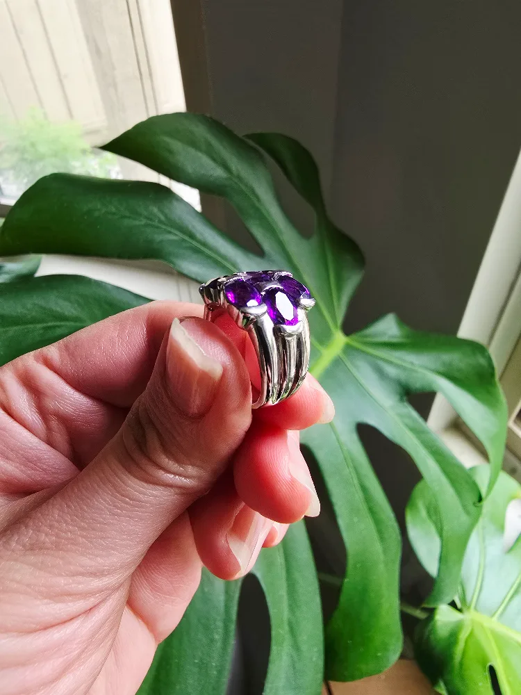 New Amethyst natural 925 sterling silver ring image indicator(3)