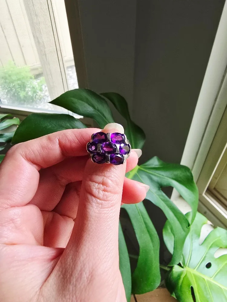 New Amethyst natural 925 sterling silver ring image indicator(5)