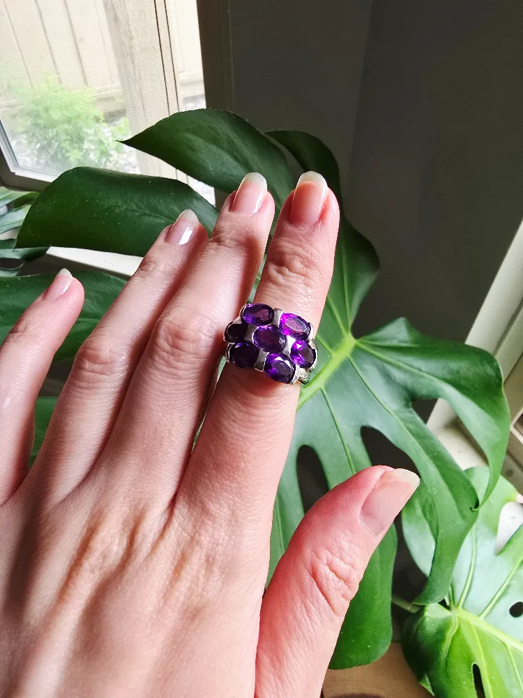 New Amethyst natural 925 sterling silver ring image indicator(6)