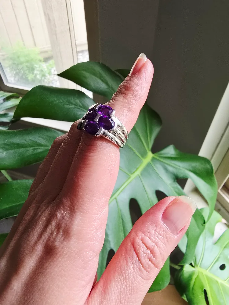 New Amethyst natural 925 sterling silver ring image indicator(7)