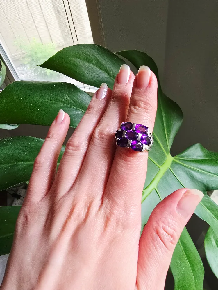 New Amethyst natural 925 sterling silver ring image indicator(8)