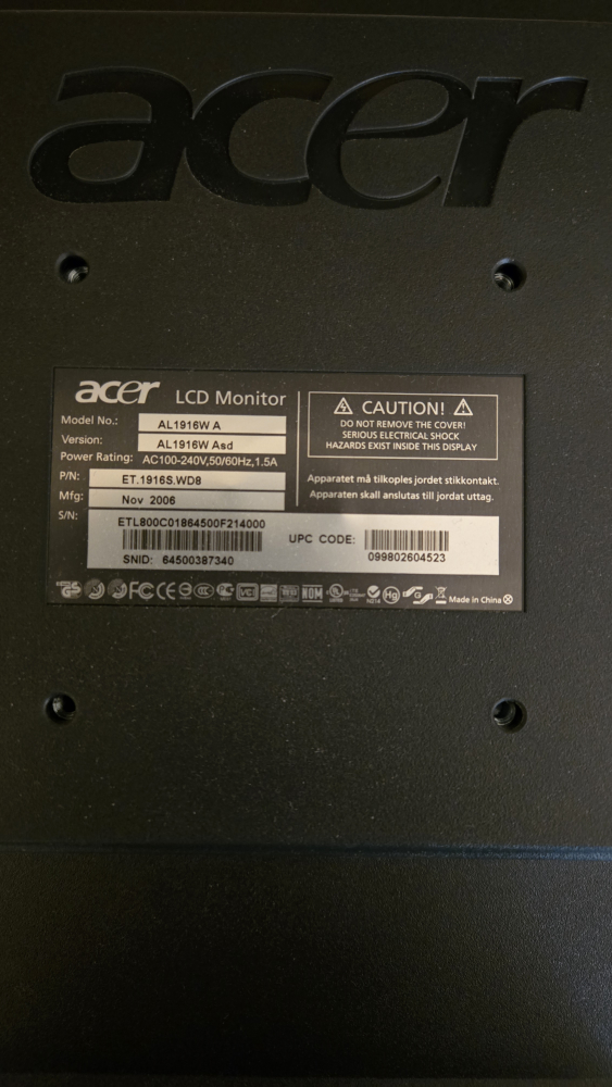 Acer LCD Monitor AL1916W - photo 2