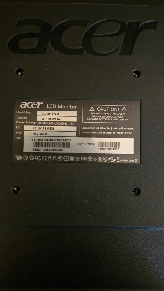 Acer LCD Monitor AL1916W image indicator(2)