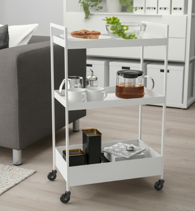 White Rolling Kitchen Cart