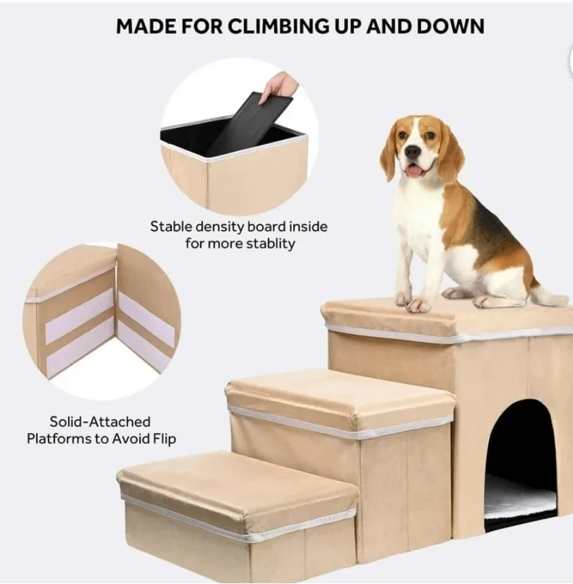 Pet Stairs with Cozy Hideaway image indicator(3)