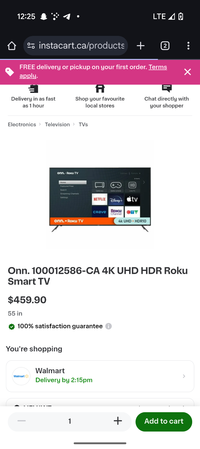 Onn 4K UHD Roku Smart TV 55 inch - photo 2