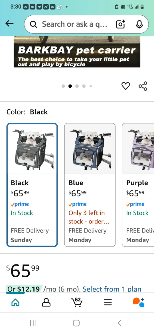 BARKBAY Dog Bike Basket Carrier - Black image indicator(2)