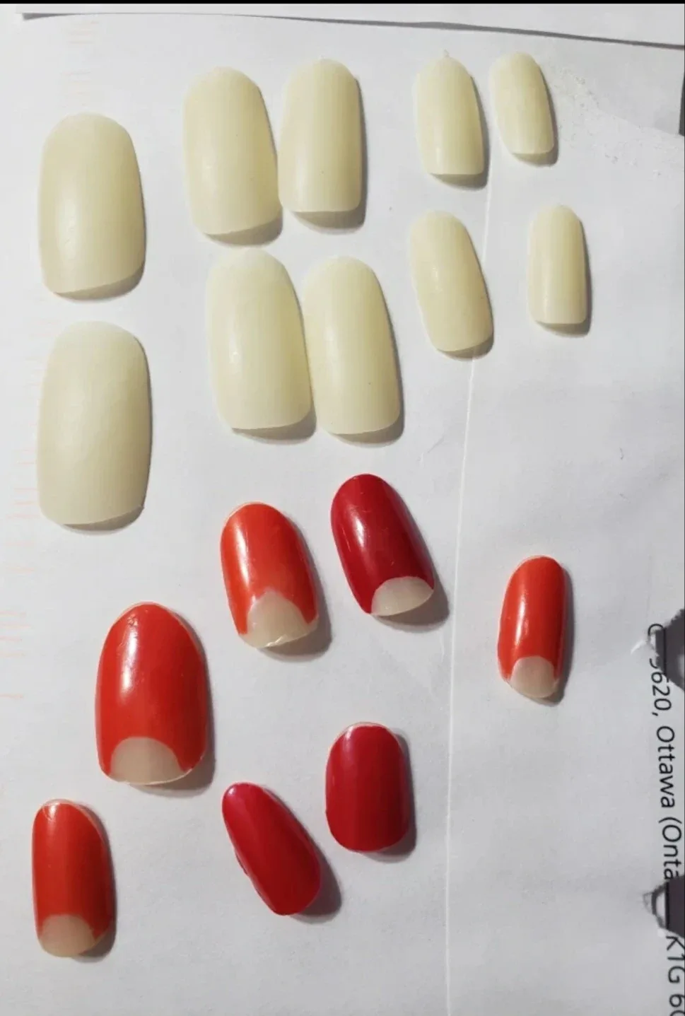 🇨🇦freecycle fake  Nails - Red & Beige thumbnail
