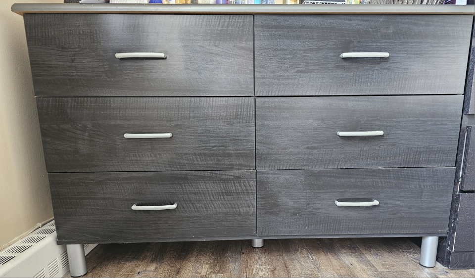Dark Grey Dresser with Six Drawers