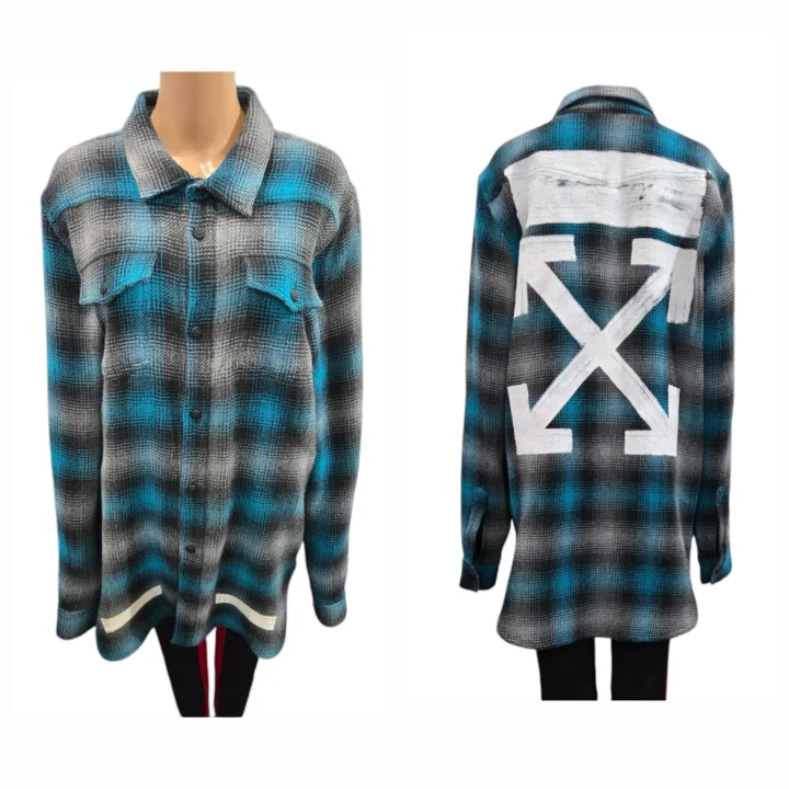 OFF-WHITE Brushed Flannel Overshirt Jacket Size L — Tall image indicator(4)