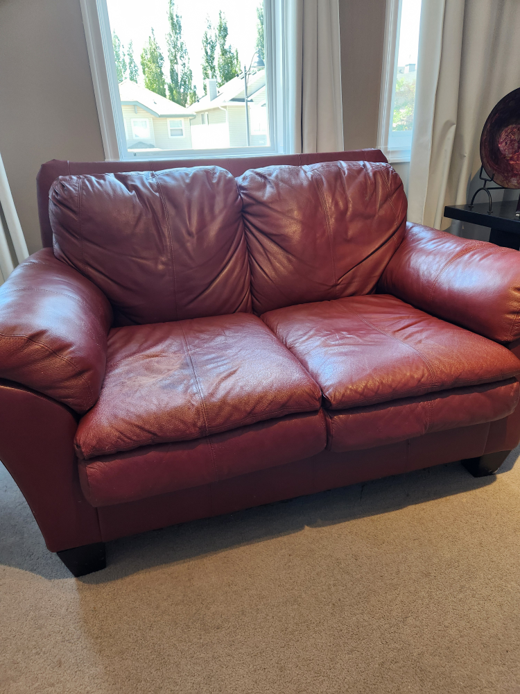 Burgundy Leather Loveseat