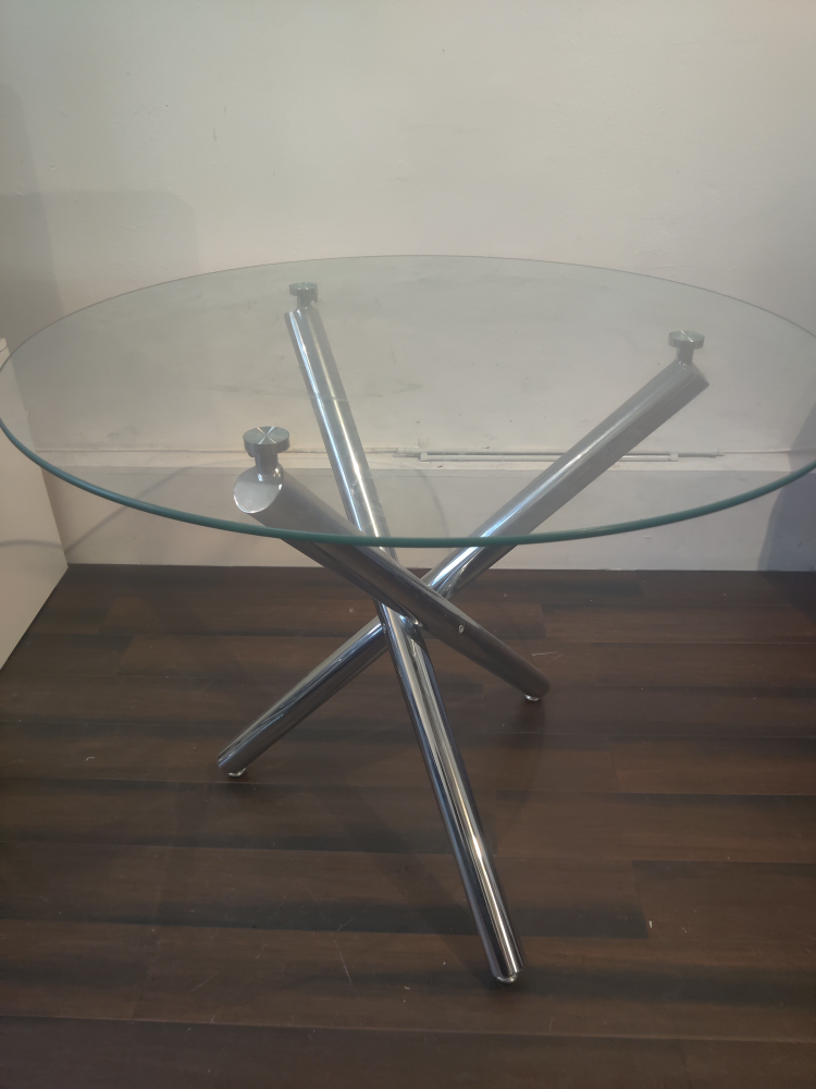 Orion 40" Round Tempered Glass Dining Table - photo 2