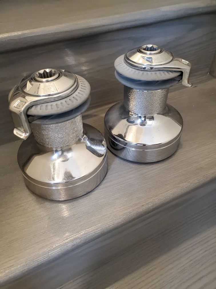 2 chrome Lewmar 2 speed self tailing winches. Size 40. image indicator(4)