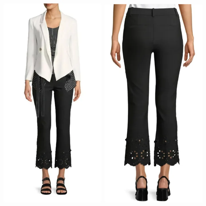 10 Crosby Derek Lam Cropped Flare Stretch-Cotton Trousers Size 4 image indicator(3)