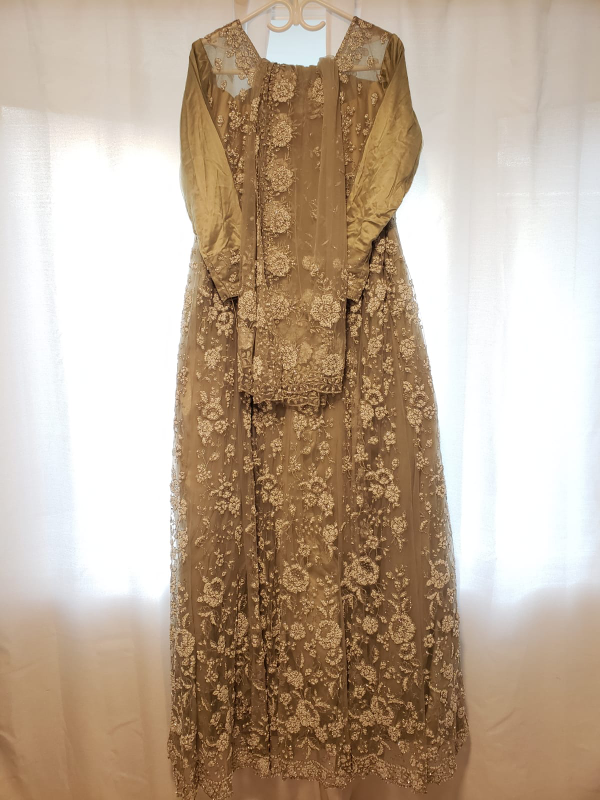 Embellished Dress with Shawl