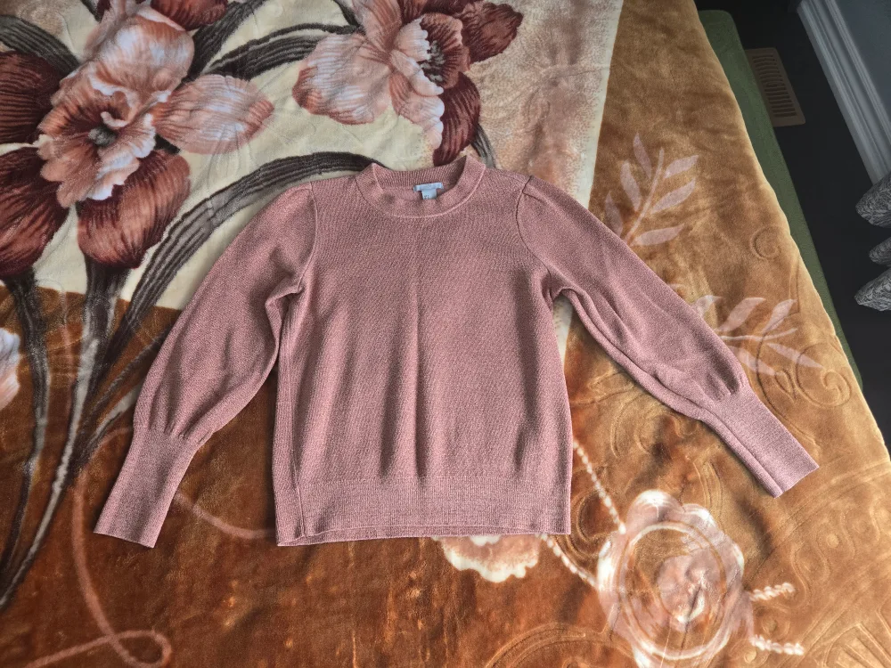 H&M Pink Metallic Sweater - Size S thumbnail